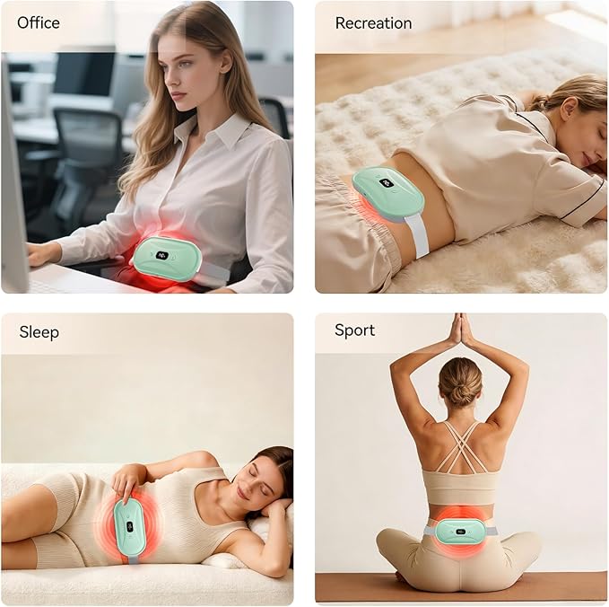 Portable Electric Heating Pad for Period Cramps, Menstrual Heating Pads with 7 Heat Levels and 7 Vibrating Modes for Women Stomach Pain Relief