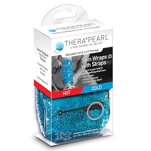 TheraPearl-14074 Color Changing Shin Wraps, Reusable Hot Cold Therapy with Gel Beads, Two Packs for Shin Splints, Best Ice Pack for Runners, Flexible Hot and Cold Compress for Pain Relief & Swelling