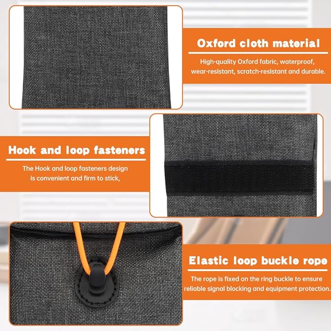 Faraday Bags for Phones, Signal Blocking Case Dry Shield Faraday Phone Sleeve Waterproof Dry Bag for Cell Phones, Car Key/WiFi/RFID/GPS Signal Blocker(Color:Grey)