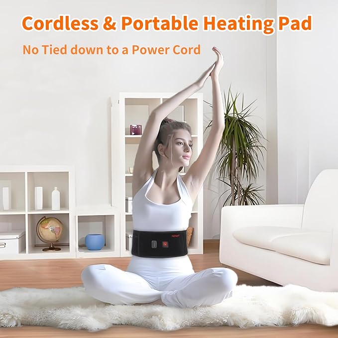 Heated Waist Belt - Cordless Heating pad for Back Pain Relief Lower Back,Electrical Heating Rechargeable Battery Powered