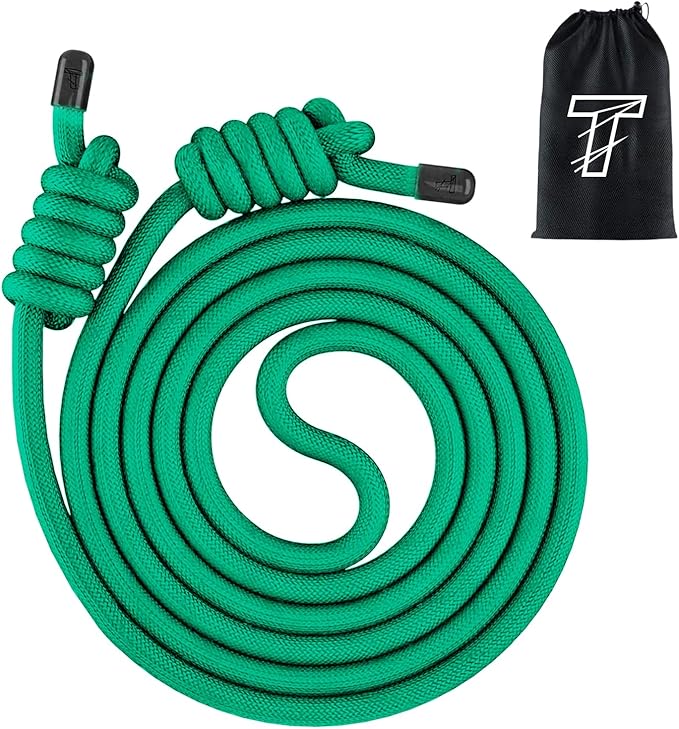 Flow Rope Exercise Jump Rope For Fitness, Working Out, Flow with 9 Ft Adjustable Double Woven Workout Rope For Men, Women, Beginners' Training – Indoor & Outdoor Cardio
