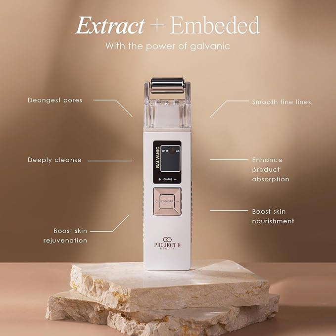 Project E Beauty Portable Rechargeable Galvanic Device | Skin Care Reduce Wrinkles Skin Tightening Firming Fine Lines Desincrustation Deep Pore Cleansing Rejuvenation Device