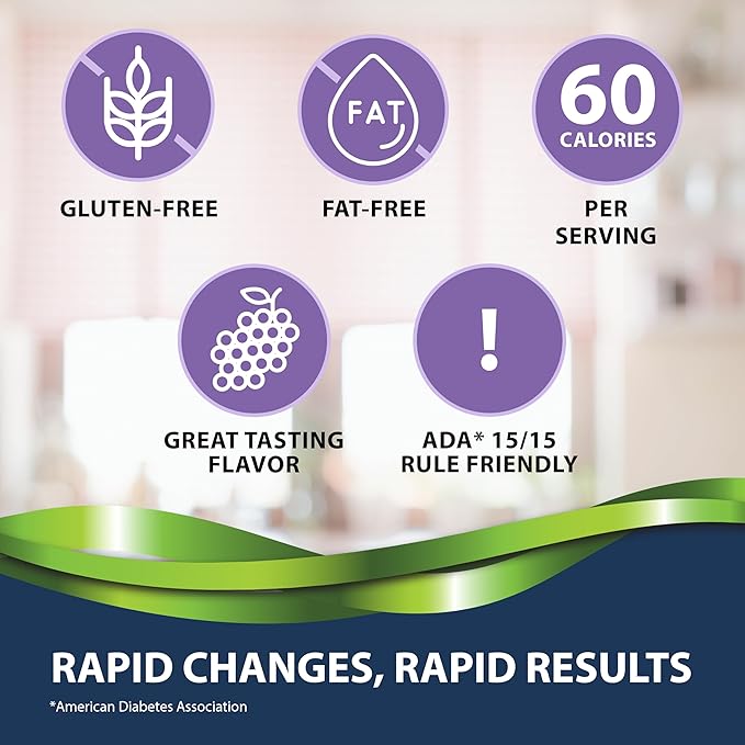TRUEplus Glucose Tablets, Chewable, Grape Flavor, 15g Fast-Acting Carbohydrates, Fat Free, Gluten Free, Raise Low Blood Sugar and Boost Energy, 50 Count, 12 Bottles