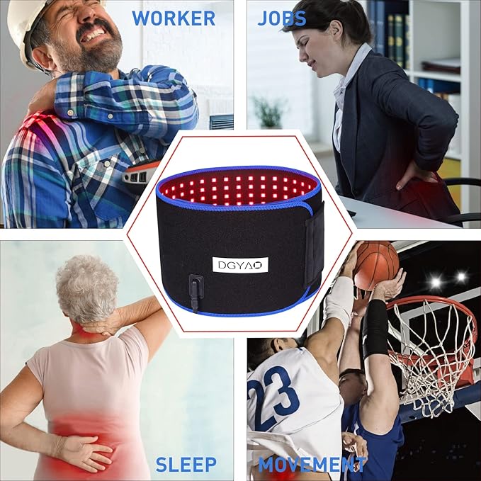 DGXINJUN Red Infrared Light Therapy Devices for Body Wrap Back Pain Relief Home Use Wearable Belt Joints Muscle Benefits