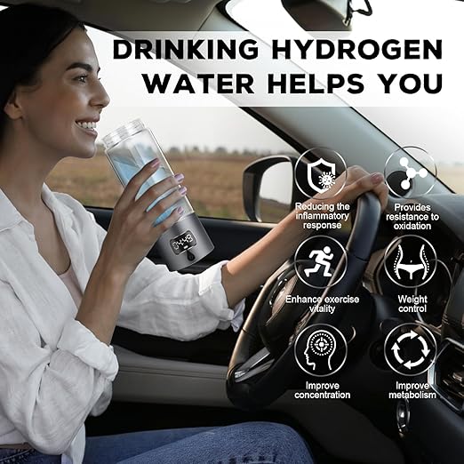 Hydrogen Water Bottle Generator with SPE/PEM–Portable Molecular Hydrogen Rich Water Machine, Rechargeable,5000 ppb,LED Timer for Home, Office, Travel, Sports,Birthday & Christmas Gift