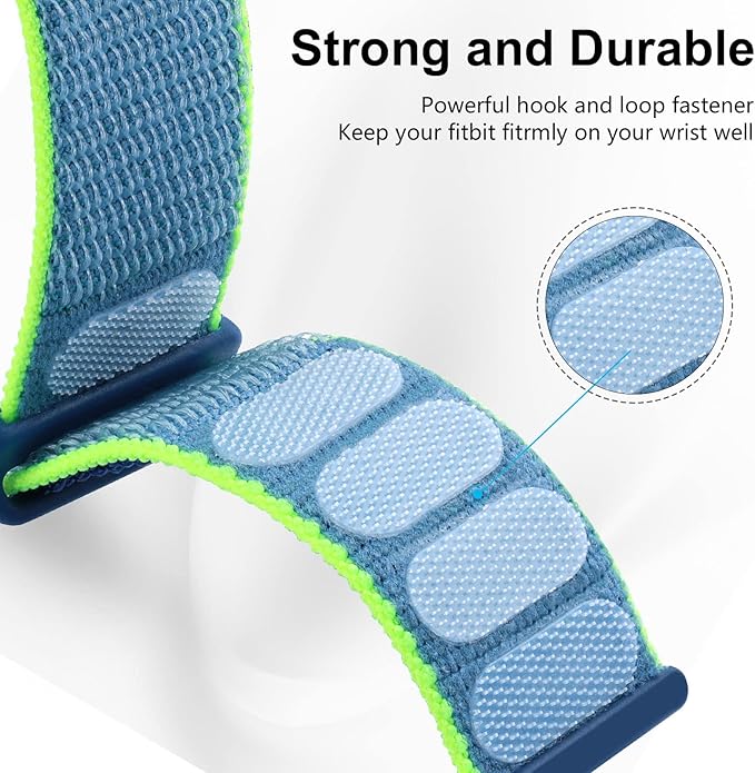 Getino Sport Loop Compatible With Fitbit Sense, Versa 3, Versa 4, Sense 2 - Stretchy Soft Nylon Elastic Braided Strap Replacement Wristband for Women, Royal Green Orange