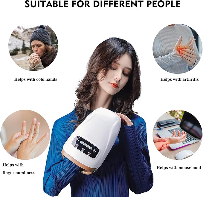 Hand Massager with 2 Heat Settings, 3 Compression Modes & 3 Timer Options - Thoughtful Holiday Present for Mom, Dad & Loved Ones, Ideal for Arthritis Relief and Relaxation
