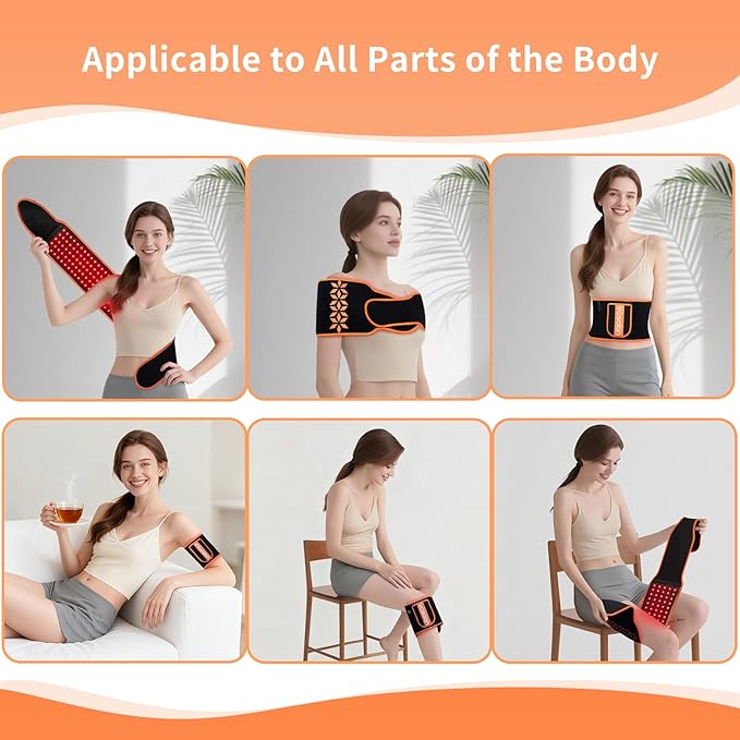 Upgraded Red Light Therapy for Body - 660nm & 850nm LED with Timer, Red Light Belt for Muscle Pain Relief on Back, Shoulder, Waist - Wearable Infrared Wrap to Decrease Inflammation and Speed Healing
