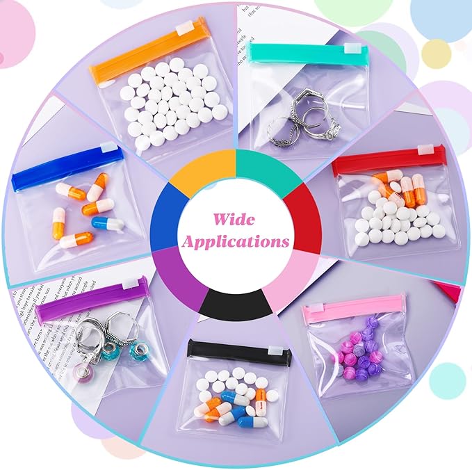 35 Pcs Pill Pouch Bags, Reusable Zippered Pill Pouch, Self Sealing Medicine Bag, Small Plastic Pills Bags with Slide Lock, Portable Pills Pouches for Travel Medicine Organizer(7 Colors)