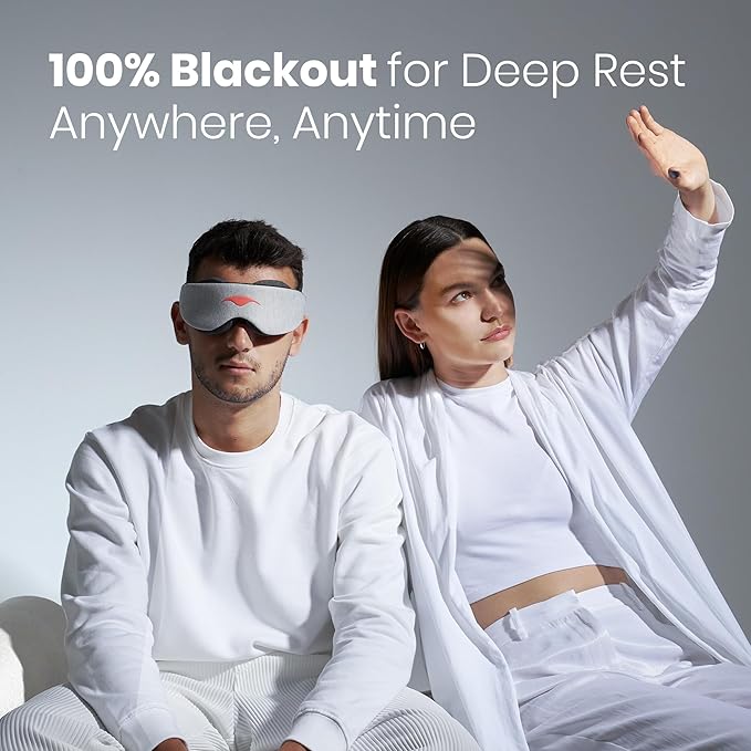 Manta Sleep Mask - 100% Light Blocking, Adjustable Sleeping Mask with Detachable Eye Cups, Ultra Comfortable for Women & Men, Zero Pressure on Lashes, Perfect for Travel/Shift Work