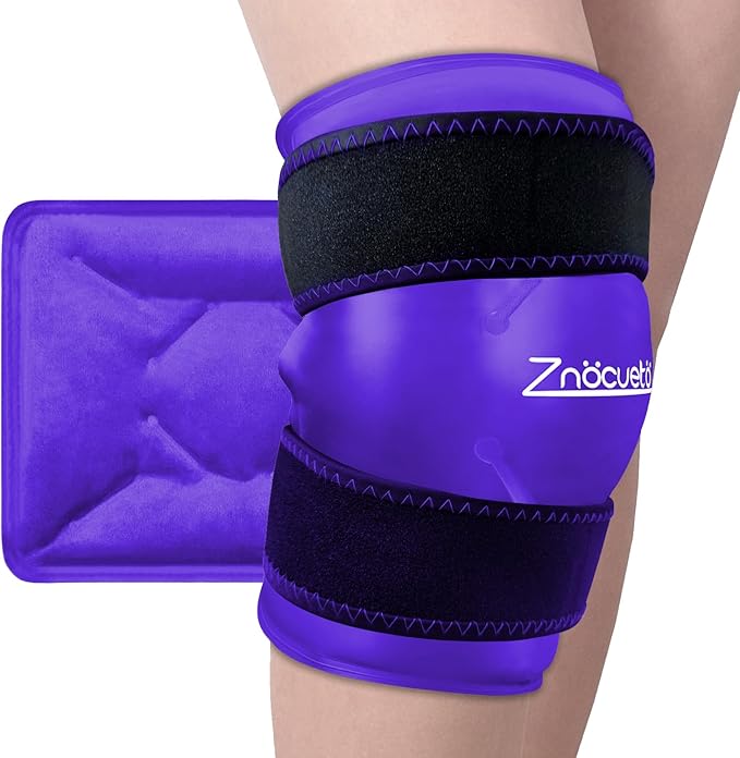 ZNÖCUETÖD Enhanced Knee Ice Pack Wrap for Pain Relief, Large Gel Ice Pack for Knee Leg Injuries Reusable with Cold Compression for Tendonitis, Arthritis, Swelling, Bruises, Surgery Recovery