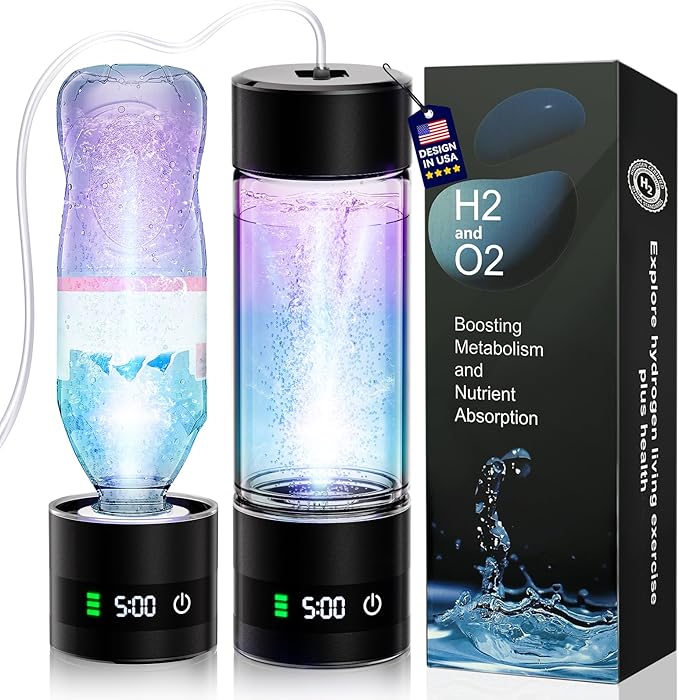 2026 Upgrade Hydrogen Water Bottle | Up to 6000PPB |with Display Hydroh Hydro Water Bottle|Food Grade No Odor| Military Grade Leakproof Seal,with Hydrogen Straw, Health Care Gifts，Sports and Travel