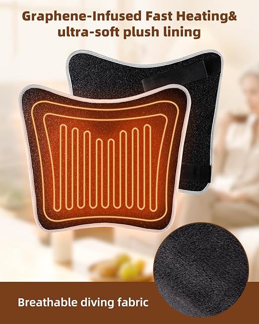 Graphene-Infused Hip Heating Pad for Sciatica Pain Relief - Heated Wrap for Lower Back, Buttocks, Thighs – Large Size Electric Heat Pad with Auto-Off (18.5”×16”)
