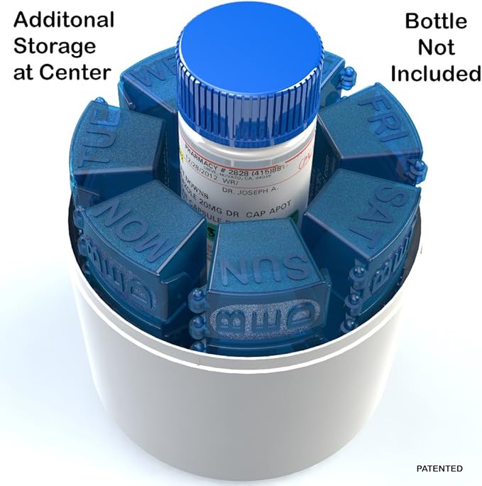 4Thought Large Pill Organizer, 7 Day Med Manager, Durable Pill Organizer, Moisture-Proof Pill Planner