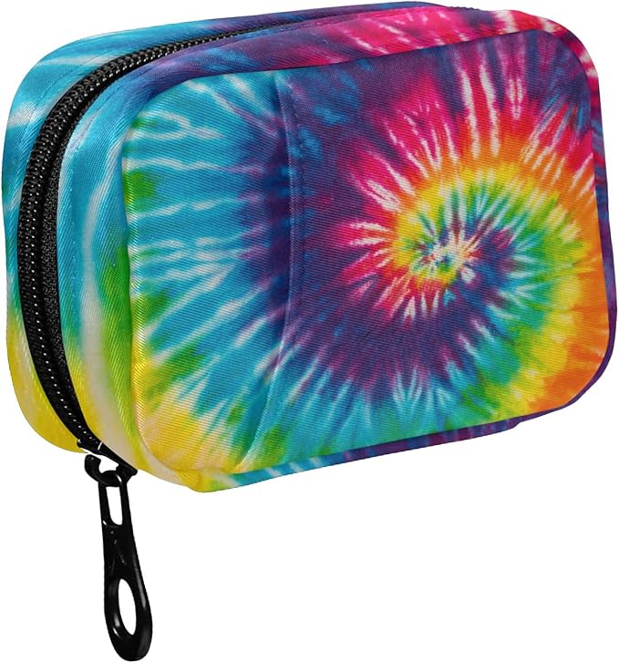 Fustylead Abstract Swirl Design Tie Dye Pill Organizer and Storage Weekly with Zipper, Removable Pill Box Portable Medicine Organizer for Vitamin Fish Oil Supplement