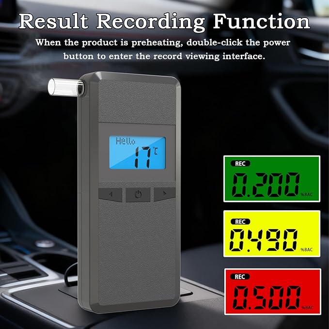 Personal Breathalyzers, Home Breathalyzer for Alcohol with LCD Display, Equipped with Memory Function, Sound and Color Alarm Pocket Breathalyzer