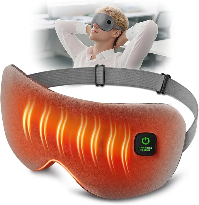 Cordless Eye Heating Pad for Dry Eyes, Heated Eye Mask for Dry Eyes, Heating Eye Mask for Sleep, 3-Level Heatings, 15-Min Timer, Washable Cover, Gift for Women Men, Eye Heating Pad for Travel