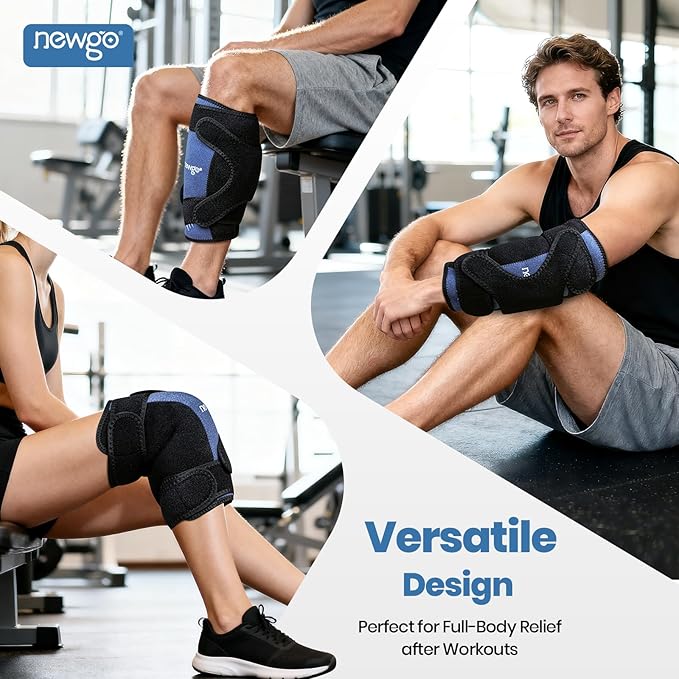 NEWGO 360° Knee Ice Pack Wrap, 60 Minutes Extended Cold Therapy with Ice Grid Gel, Ergonomic Y-Shape Snug Fit for Sports & Surgery Recovery, Swelling, Leak-Resistant, Reusable Design