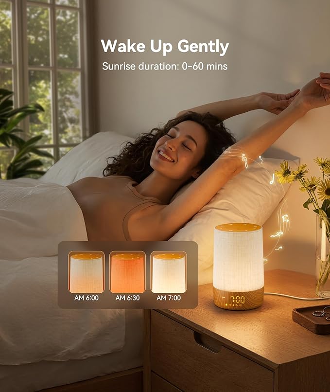 Dreamegg Sunrise Alarm Clock - Sound Machine with 29 Soothing Sounds, Cold & Warm Light Mode, Favorite Mode, 20-level Brightness, Dimmable Display, Wake Up Light & White Noise Machine for Home, Office