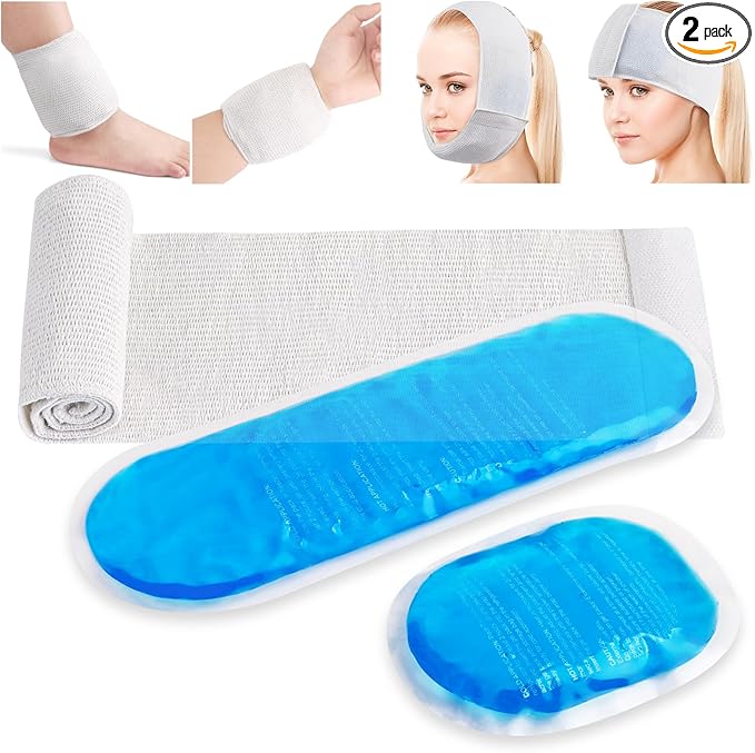 Hilph Soft Gel Ice Pack for Injuries Reusable, with Sleeve Strap, Wrap Around Gel Ice Pack Wrap Set with 2 Hot Cold Pack for Wrist, Head, Neck, Face, Knee, Ankle, Wisdom Teech, Headache, Migraine