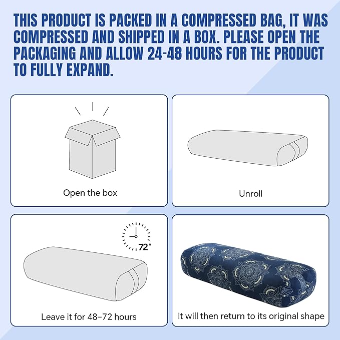 MABOZOO Yoga Bolster Pillow, Rectangular Yoga Bolster for Restorative & Meditation, Professional Meditation Cushion with Carry Handle