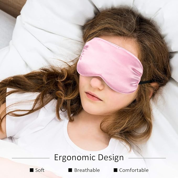 BBTO 8 Pcs Sleep Mask, Silk Eye Mask for Sleeping with Adjustable Strap, Blackout Sleeping Eye Blindfold Soft Silk Mask for Men Women Adults (Light Color)