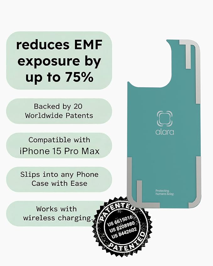 EMF Cell Phone Insert for iPhone 15 Pro Max, Advanced 5G Mobile Technology & MagSafe Compatible, Designed for Everyday Use - USA Developed Case Sticker with 20 Patents