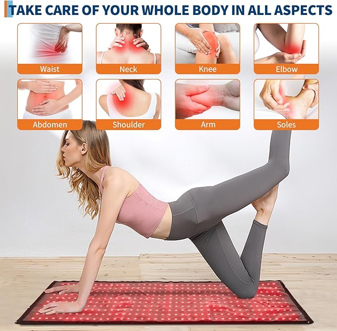 Red Light Therapy Mat 97x60cm, 400 LEDs Red Infrared Light Therapy Pad for Full Body, Home Use for Pain Relief, Muscle Recovery, Skin Rejuvenation, Portable & Foldable Design