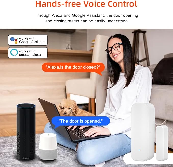 Smart Door Sensor: WiFi Door and Window Sensor, Wireless Design, Instant Alerts, Door Open Contact Sensor for Home Security & Smart Home Automation, Compatible with Alexa Google Assistant(3pack)