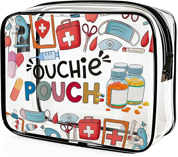 ZAHSY Medicine Ouch Pouch First Aid Bag Organizer Gift Bags for Travel Trailer Accessories Pill Med Storage Bag with Zipper Funny Ouchie Pouch for Best Friend Medical Medicine Bags for Daughter