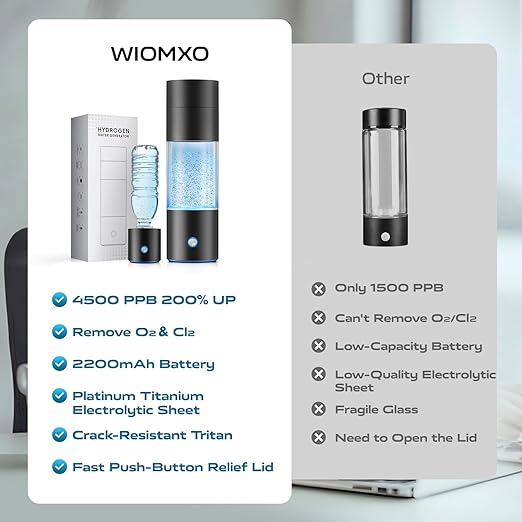 Hydrogen Water Bottle Generator,4500PPB SPE/PEM Tech -Electrolysis Water Ionizer -11.3 OZ Hydro Water Bottle, Portable Rich Hydrogen Water Machine, Health Gifts for Husband, Wife,Family,Friend,Travel