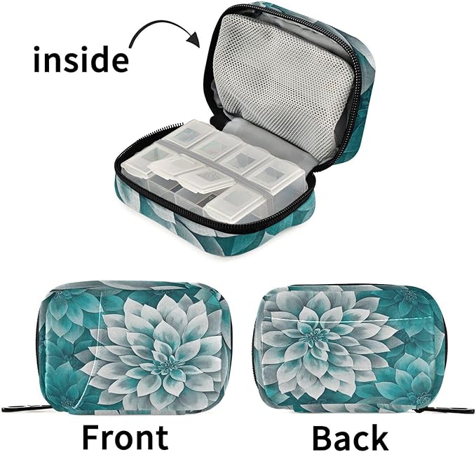 Travel Pill Case Abstract Floral Flower Weekly Small Pill Box 7 Day Pill Box Pill Organizer Bag