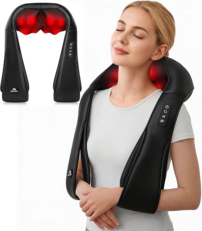 Neck Massager for Pain Relief Deep Tissue with Heat - Shiatsu Back and Shoulder Massage, Mothers Day Gifts for Mom Wife Women Her, Dad Men Him, Christmas, Fathers Day, Plug-in Use for Home Office Car