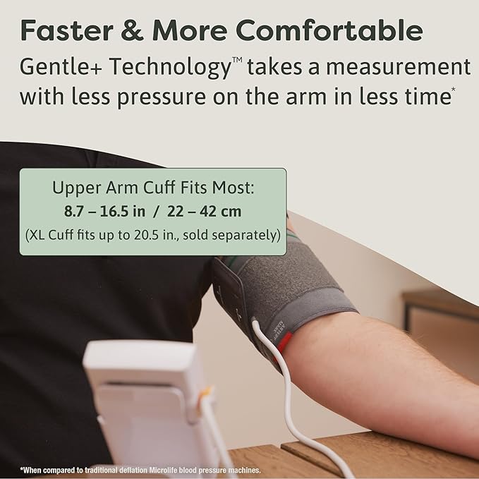 Microlife Series 800 Smart Upper Arm Blood Pressure Monitor for 2 Users, Wide Range Cuff Fits Standard to Large Adult Arms, Bluetooth Connect to Health App (iOS and Android Compatible)
