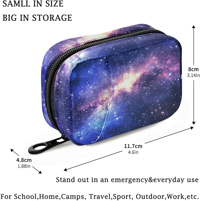 Fustylead Beautiful Universe Filled with Stars Nebula and Galaxy Pill Organizer and Storage Weekly with Zipper, Removable Pill Box Portable Medicine Organizer for Vitamin Fish Oil Supplement
