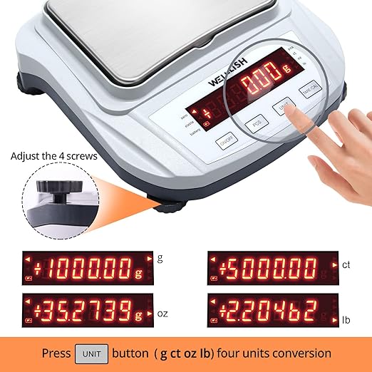 Lab Scale 2000g/0.01g High Precision Digital Scale with 1kg Weights Analytical Balance Electronic Scale for Kitchen Lab Weighing