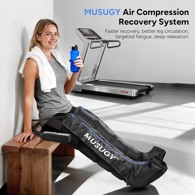 Sequential Air Compression Recovery System : Professional Full Leg Compression Boots for Circulation & Fast Recovery, Leg Recovery Boots for Muscle Relaxation - for Athletes, Runners, Gym