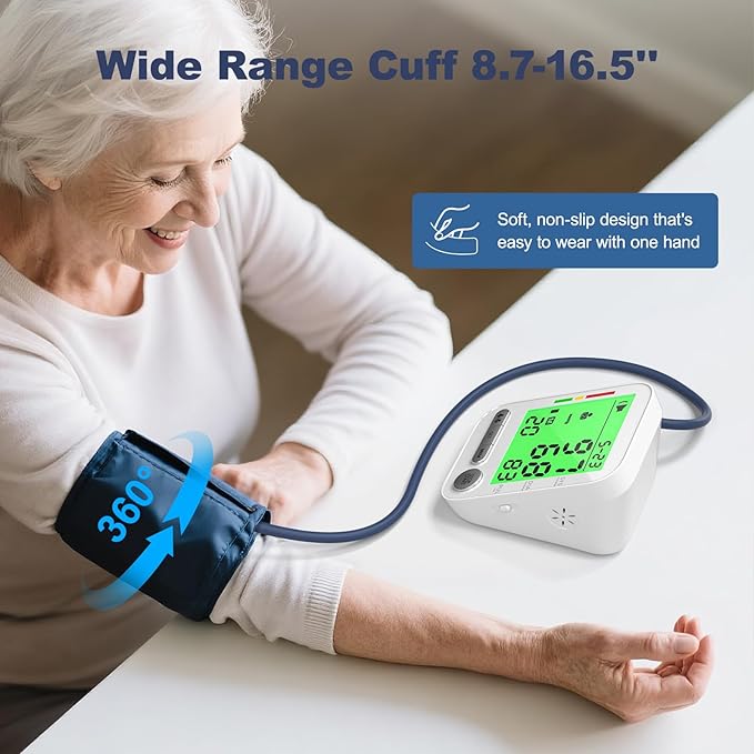 Blood Pressure Machine Upper Arm, Arm Electronic Sphygmomanometer with 2 Cuffs, Digital Upper Arm BP Machine, LCD Display, 9"-17" Medium and 13"-21" XL Cuff