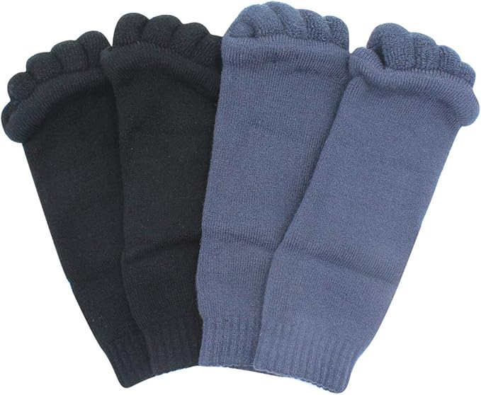 AIBEARTY 3 Pairs Yoga Sport Gym Five Toe Separator Socks Foot Massage Toeless Socks
