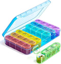 Odaro Weekly Pill Organizer 4 Times a Day, Daily Pill Box 7 Day, Large Travel Pill Case with 28 Compartment to Hold Medicine, Vitamin and Supplement - Blue Case