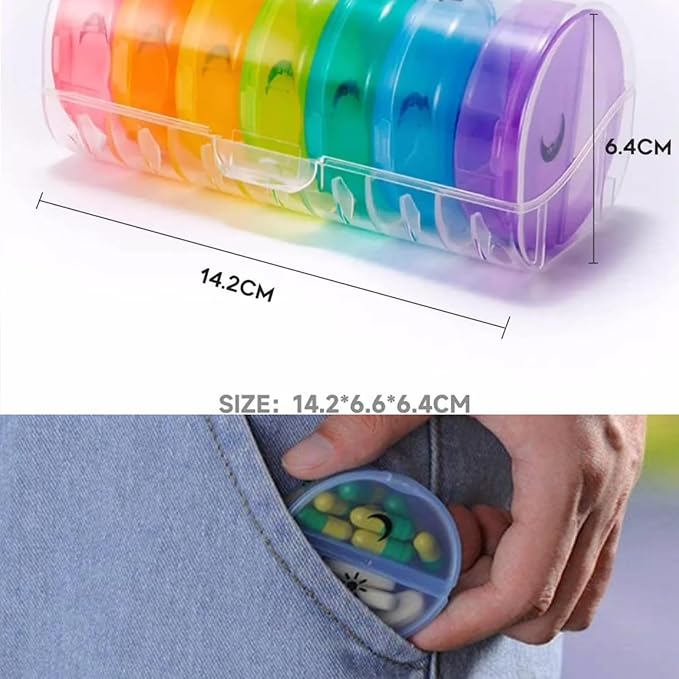 Large Weekly Pill Organizer 2 Times a Day, Vitamin Box, Convenient and Easy to Use, X-Large Pop-Out Compartments, Daily Pill Box AM PM Pill Case for Medicine/Vitamin/Fish Oil/Supplements (White)