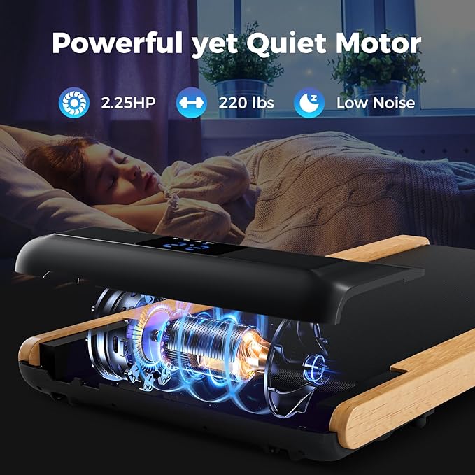 Goplus Walking Pad, Wooden Under Desk Treadmill for Home Office, Portable Walking Pad Treadmill with Remote Control, APP Control and LED Display, Installation-Free Walking Jogging Machine