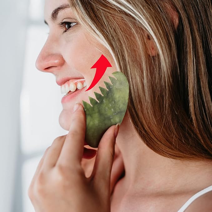 Healifty Jade Gua Sha Comb for Scalp Massage and Hair Care 3.5 Inch Natural Jade Scraping Tool for Facial and Body Relaxation Multi-Functional Crystal Hair Comb