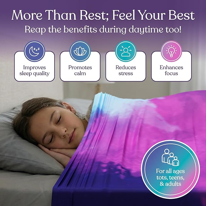 Deep Pressure Sensory Bed Sheet – Twin Sensory Compression Sheet Breathable Sleep Pod Blanket for Better Sleep Support – Calming Compression Blankets for Kids and Adults Cotton Candy Sky