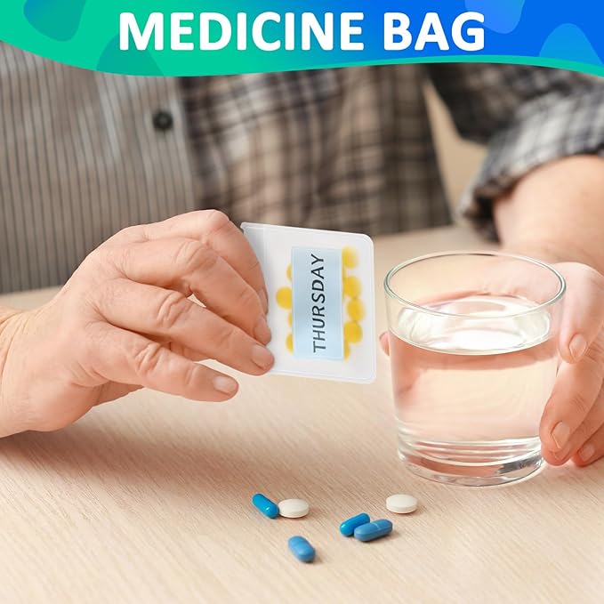 MARFOREVER 25 Pcs Pill Pouch Small Reusable Pouch Bags Clear Medicine Organizer Travel Pill Container Storage 14 Pcs Plastic Medicine Bags 10 Pcs Sheets Labels and A Marker