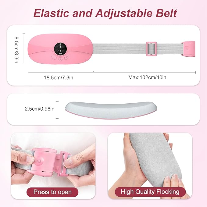 Portable Heating Pad, 5s Fast Heating, 3 Heat Levels and 3 Massage Modes, Heating Pad for Period Cramps for Women and Girls(Pink)