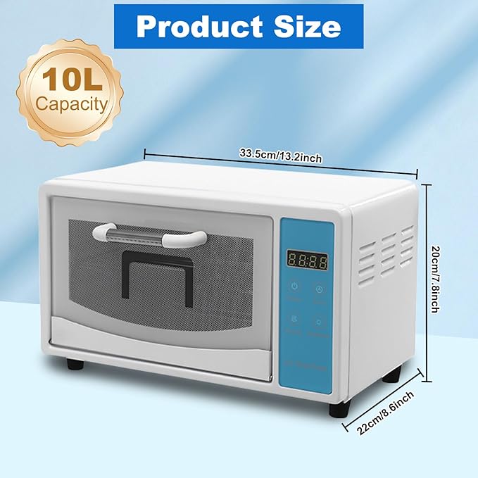 Sterilizer for Nail Tools, 10L Multifunctional Nail Tool Cleaning Machine, Nail Tool Sterilizer with 167℉ Hot Air, Adjustable Tiers, LED Display, For Hair, Salon, Spa, Nail, Salon (Blue)