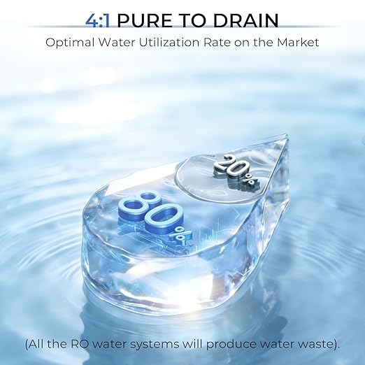 Waken Electric C11S Reverse Osmosis Water Filtration System Countertop 180oz Water Tank 4:1 Pure to Drain 8 Stage RO Filter No Installation for Home Apartment Condo RV