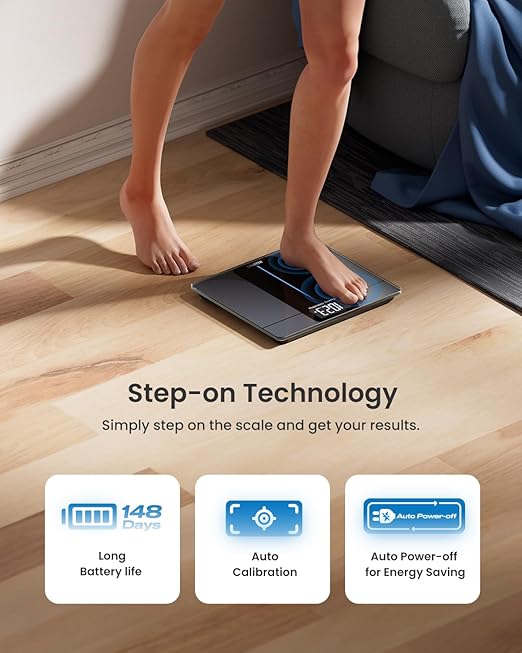 RENPHO 550lb Scale for Body Weight, Digital Bathroom Scale with Large LED Display, Big Platform Weighing Machine with Extra-High Capacity, Most Accurate to 0.05lb, 13x11.8in, Core 1L