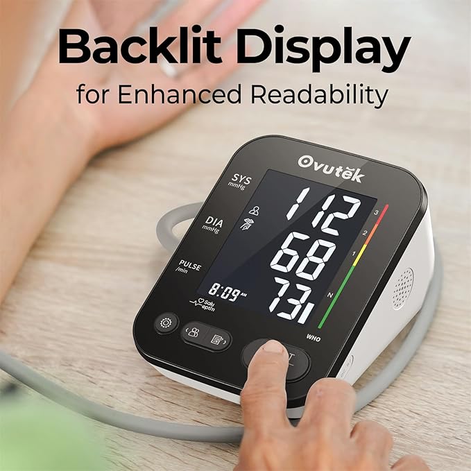 Ovutek Blood Pressure Monitors for Home Use, Automatic Digital Blood Pressure Cuff with Large Cuff, 2 Users x 120 Sets Memory, Manual Arm Blood Pressure Machine with Backlight (Black)